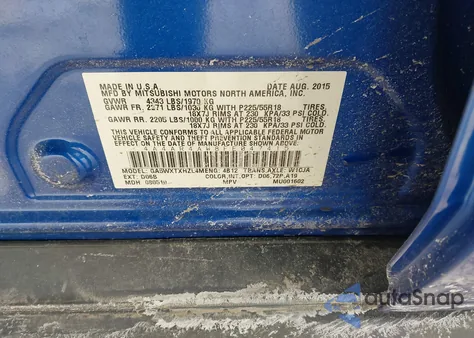 2015 Mitsubishi Outlander Sport Gt z USA, uszkodzony, nr VIN 4A4AR4AW8FE047415